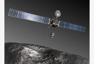Illustration for article titled This spidery spacecraft will be the first to soft-land on a comet